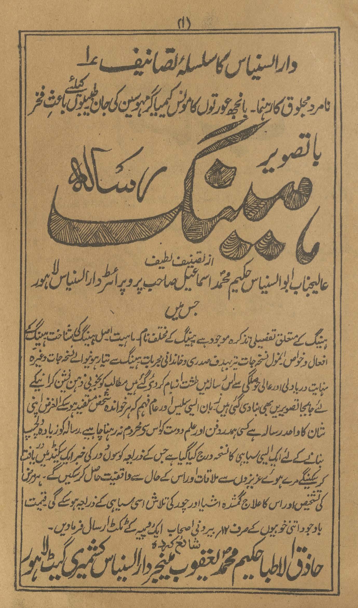 Risālah-yi haing bā taṣvīr