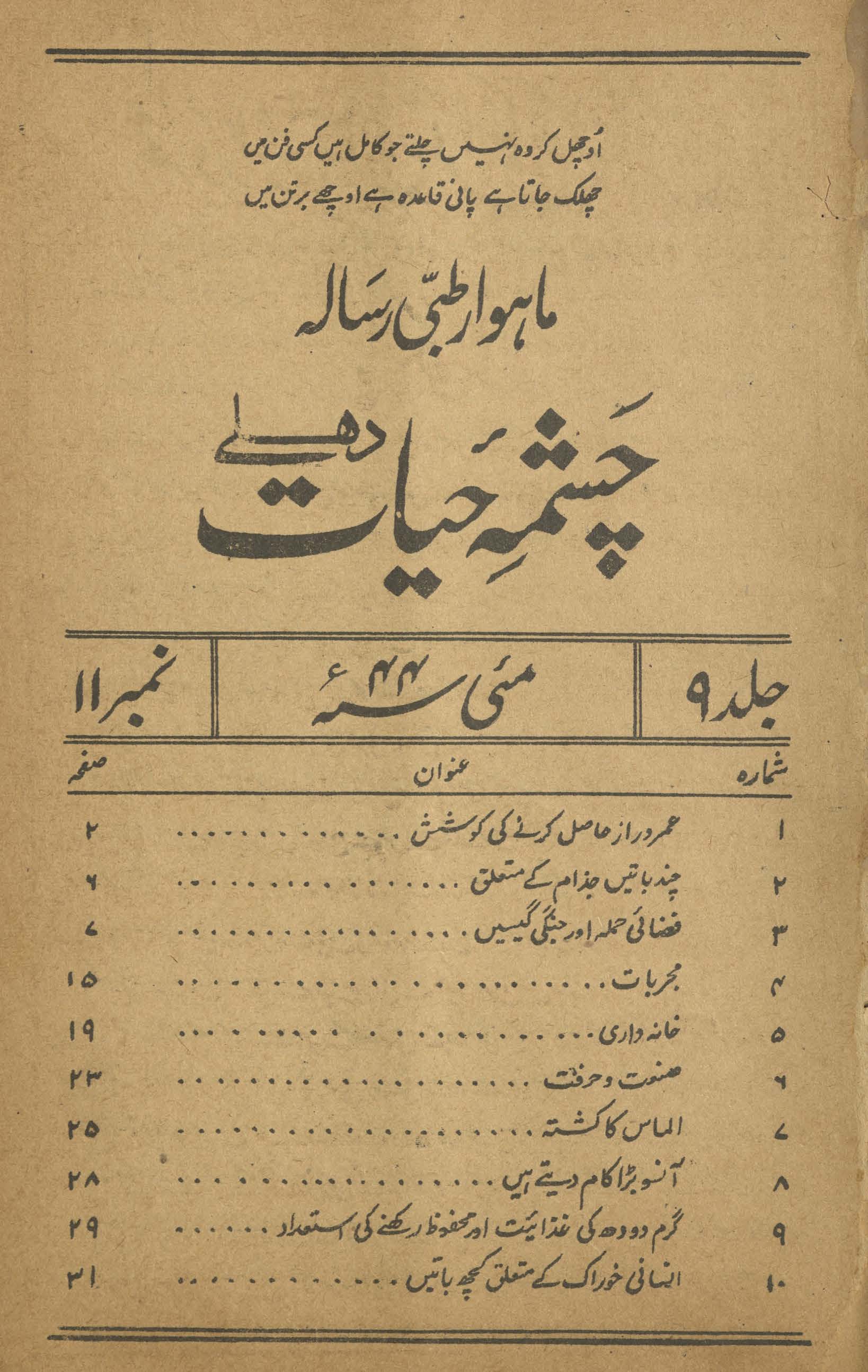 Māhvār t̤ibbī risālah cashmah-i ḥayāt Dihlī